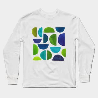 Blue Green Semi Circles Long Sleeve T-Shirt